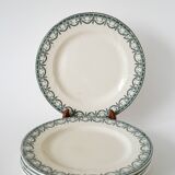Set of 6 flat plates in Terre de Fer Salins, "Guirlandes" model