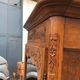 Antique French fruitwood bonnetiere armoire, 18th century