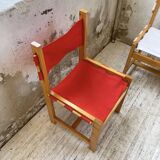 Set of 4 80s colored pine chairs