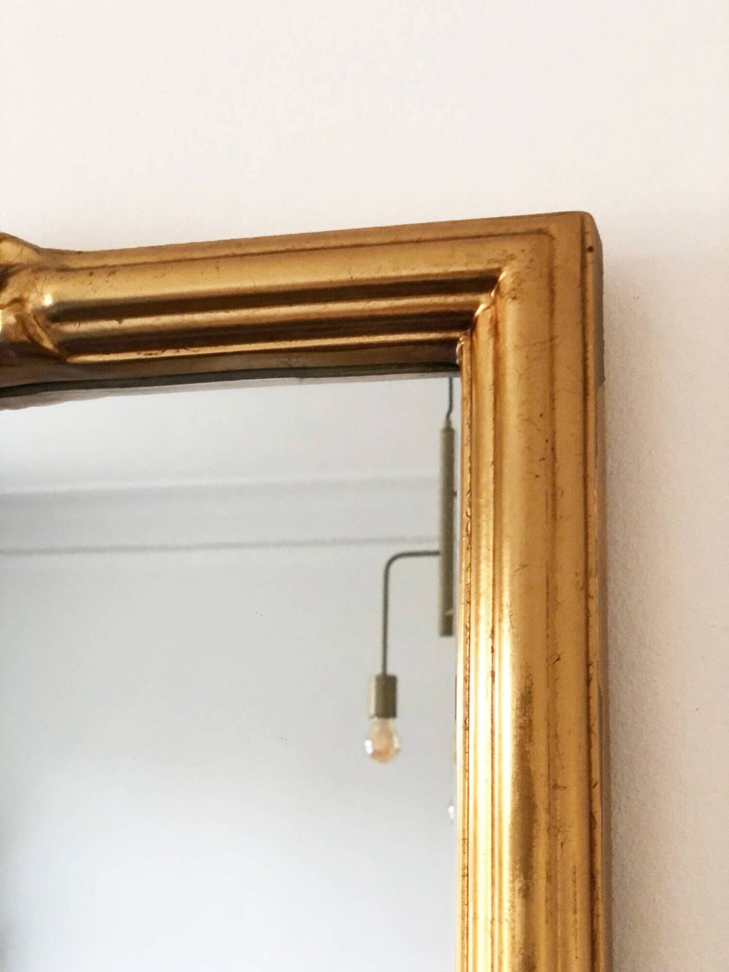 Vintage rectangular giltwood bevelled mirror with rose accents