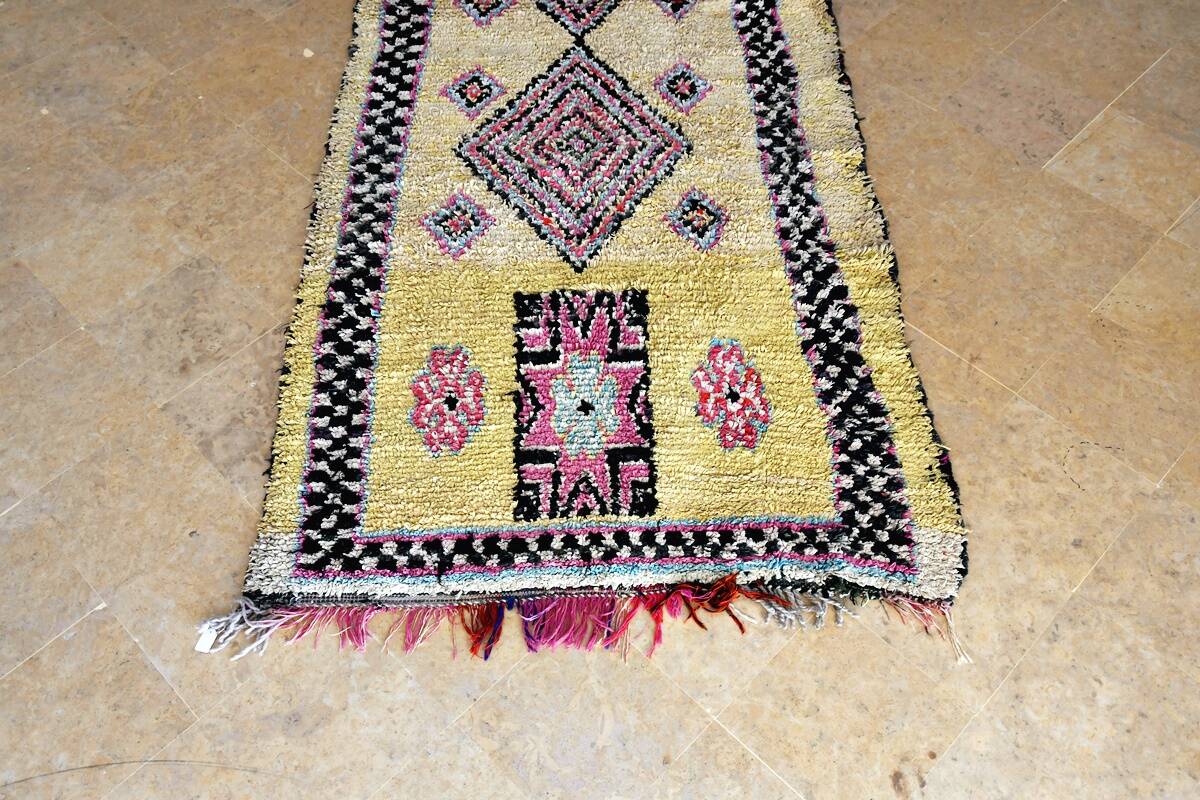 Vintage Moroccan Berber Boucherouite rug 345 x 128 cm (very good condition)