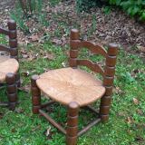 1 pair of low straw armchairs