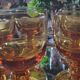 Verres à pied 70's ambré