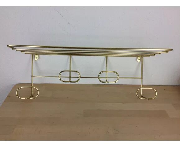 Wall-mounted gilded metal coat rack 4 hooks