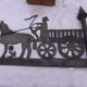 Metal and zinc weather vane, decor a l'attelage charette