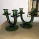 Pair of blown glass candlesticks
