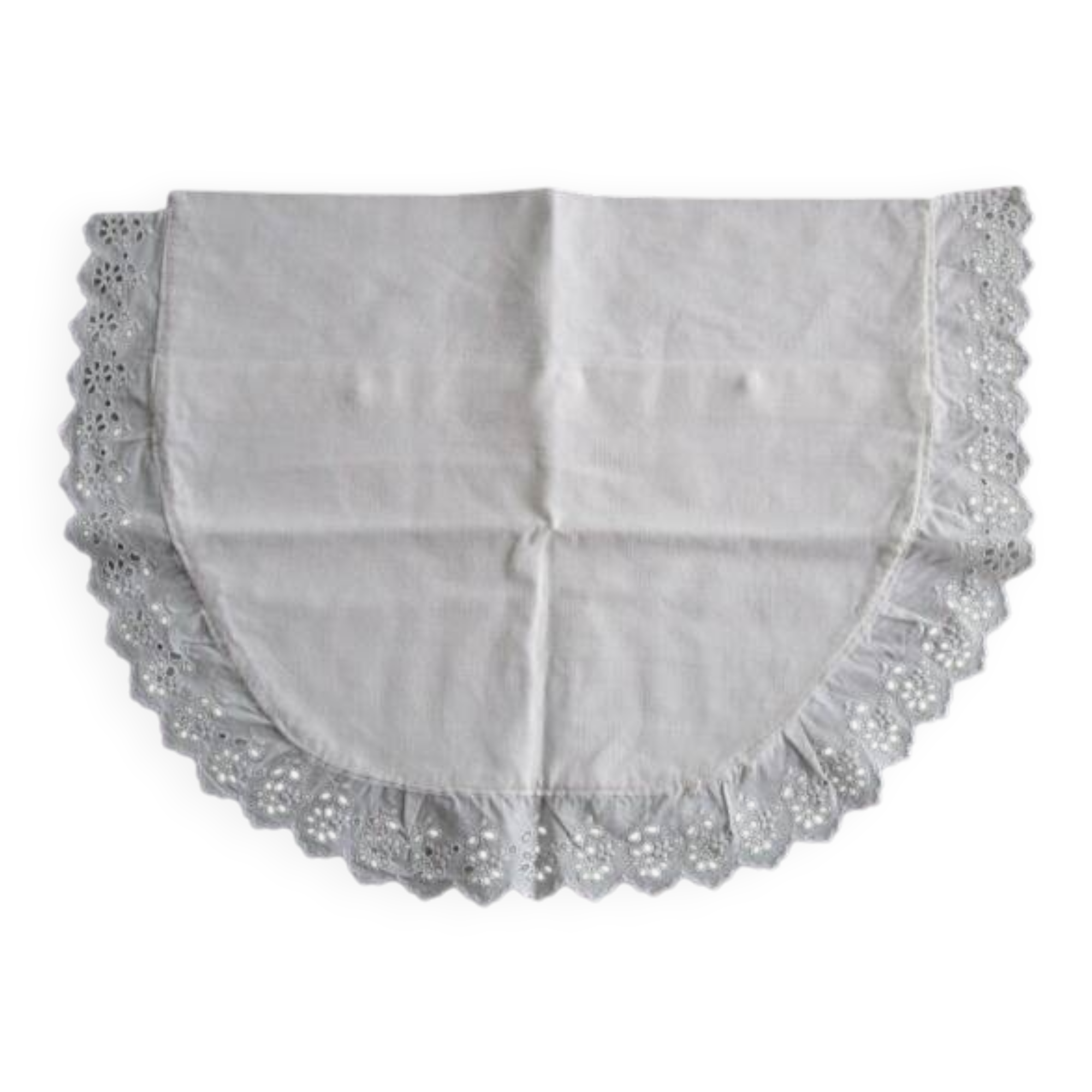 Antique embroidered crescent-shaped cradle pillowcase