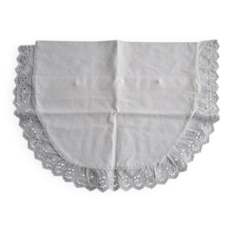 Antique embroidered crescent-shaped cradle pillowcase