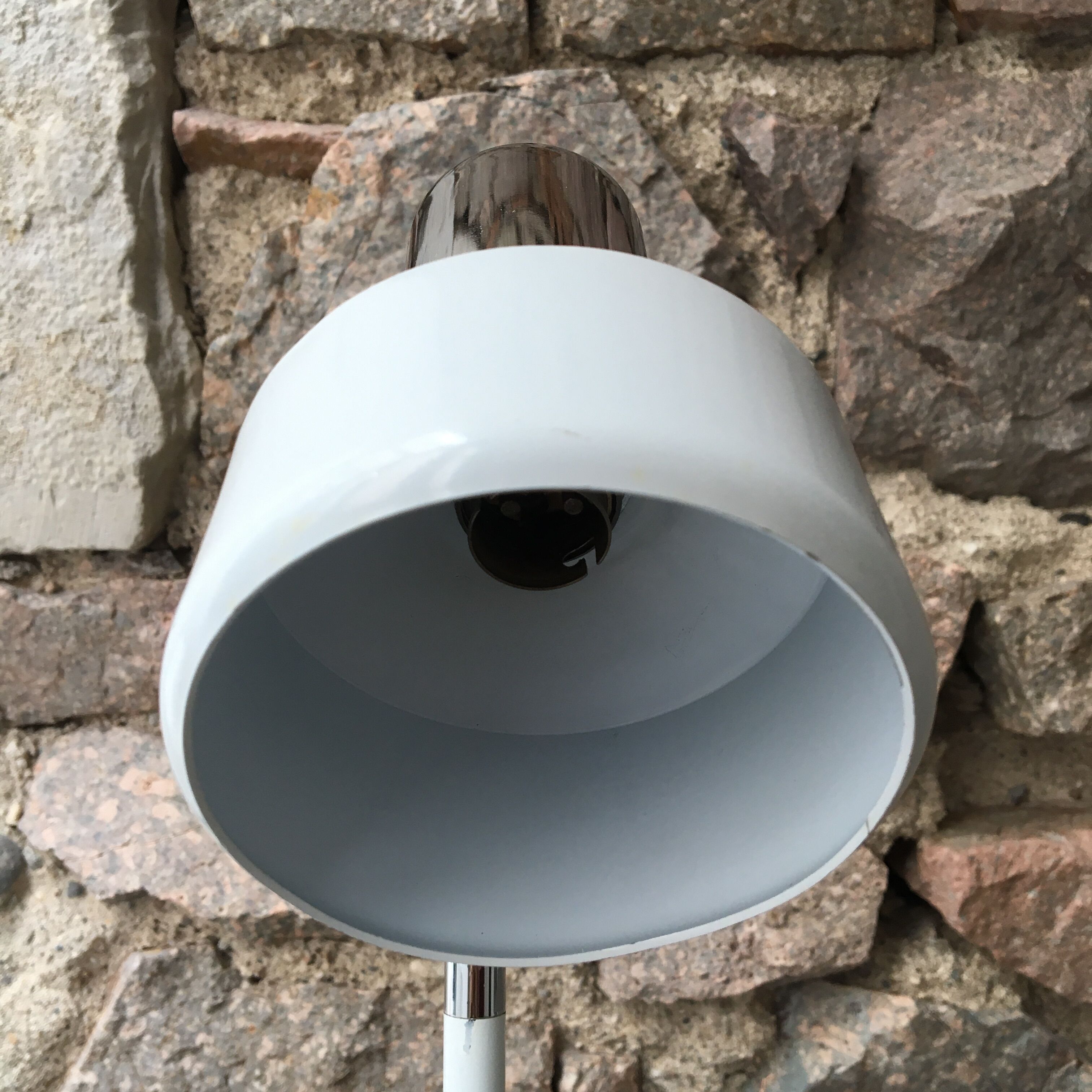 flexible white and stainless steel desk lamp