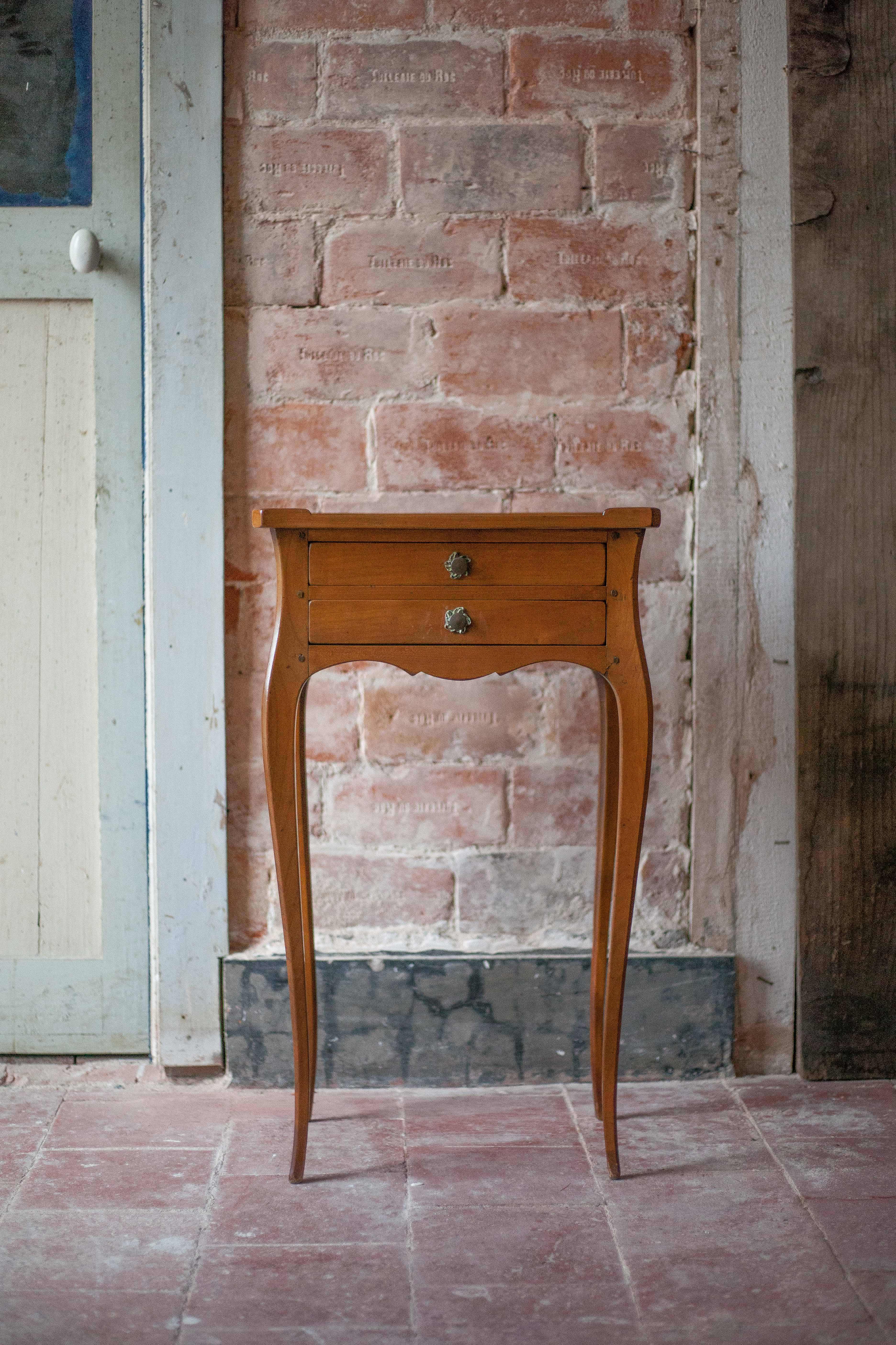 Vintage bedside table, bedside table with 2 drawers, side table, Louis XV.