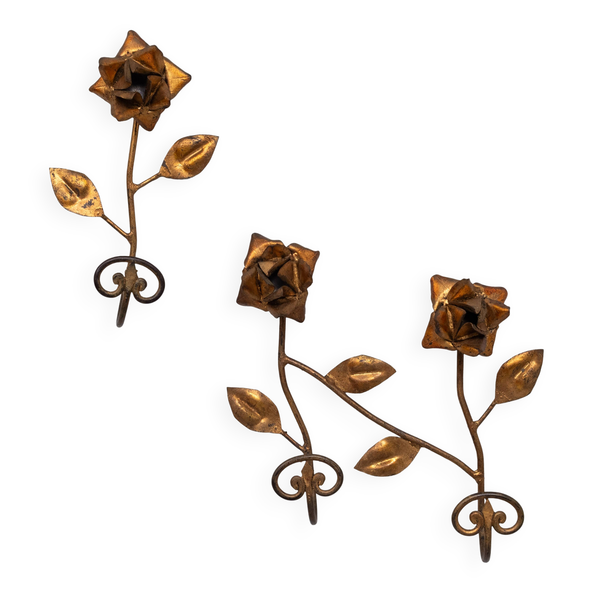 set Gilded Metal wall coat racks 1950s France