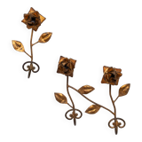 set Gilded Metal wall coat racks 1950s France