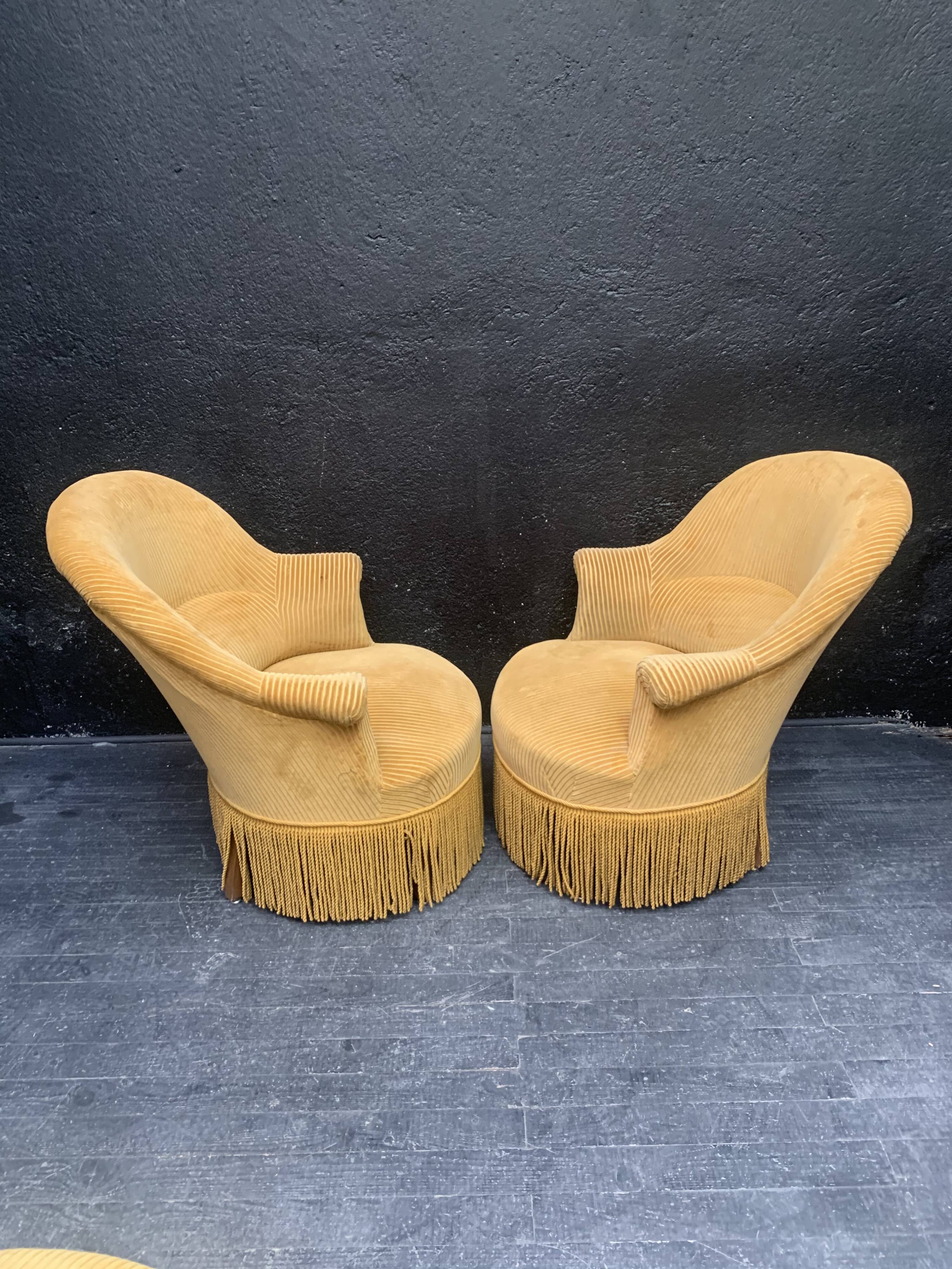 Suite de 3 fauteuils crapaud vintage