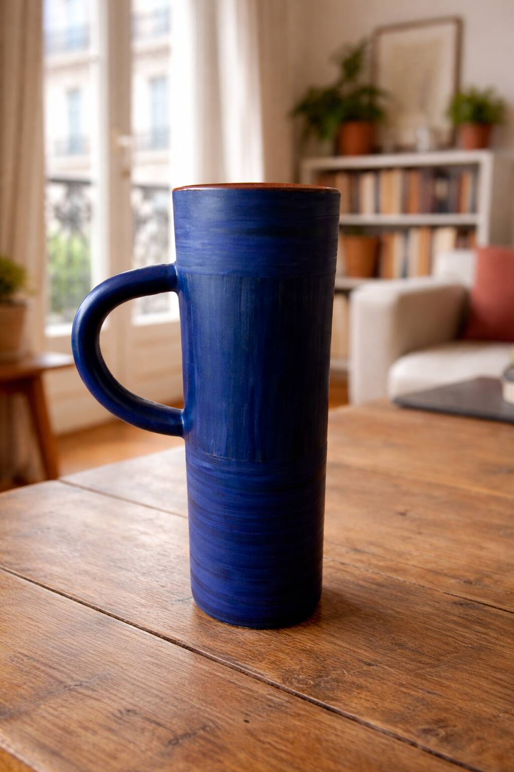 Blue ceramic vase – Vallauris, 20th century