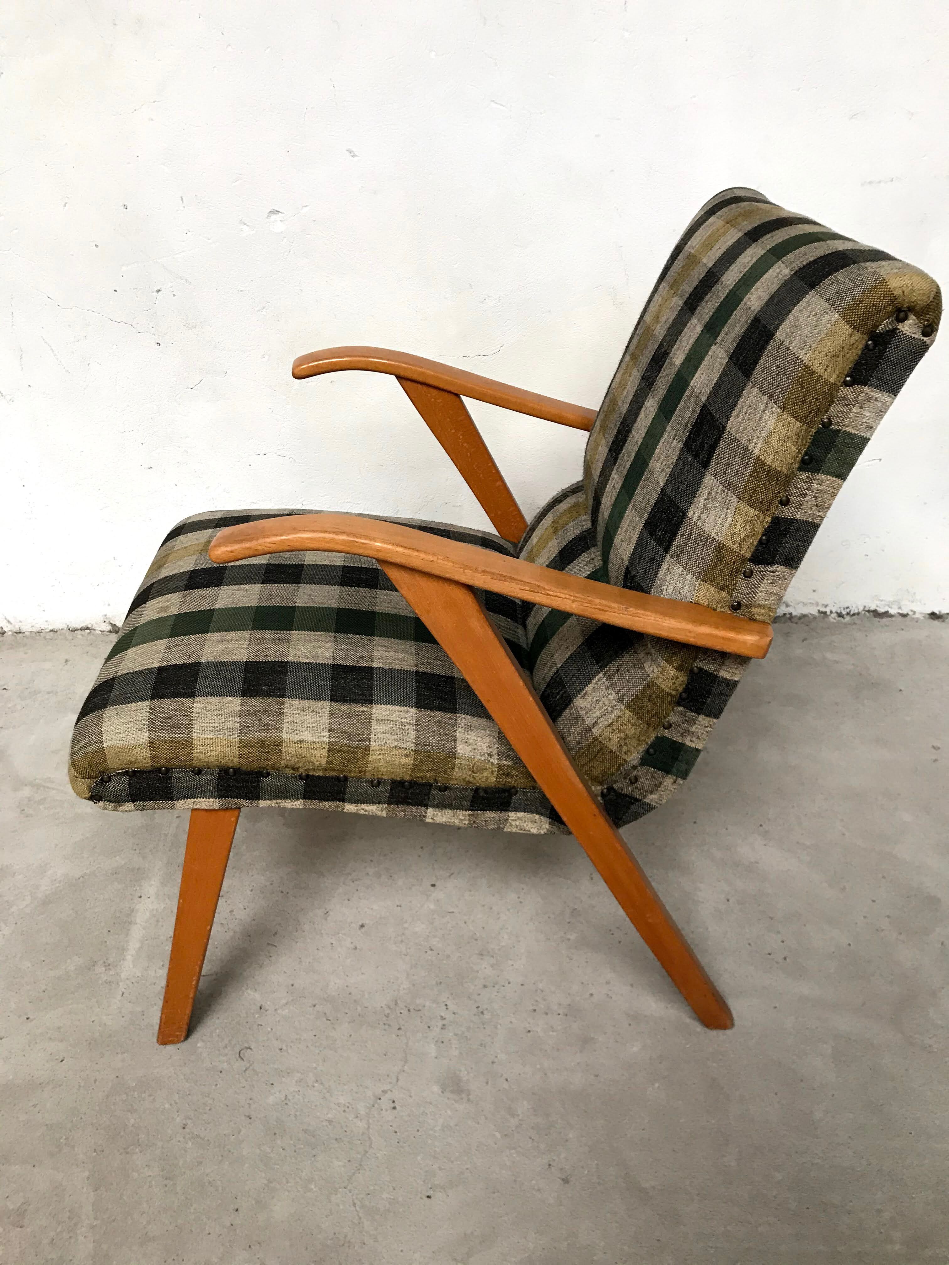 Vintage scottish plaid chair, 60s