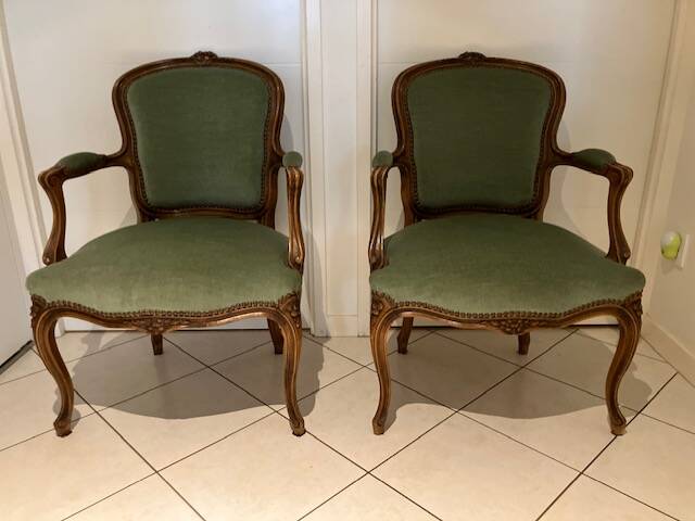 Pair of louis xv convertible armchairs