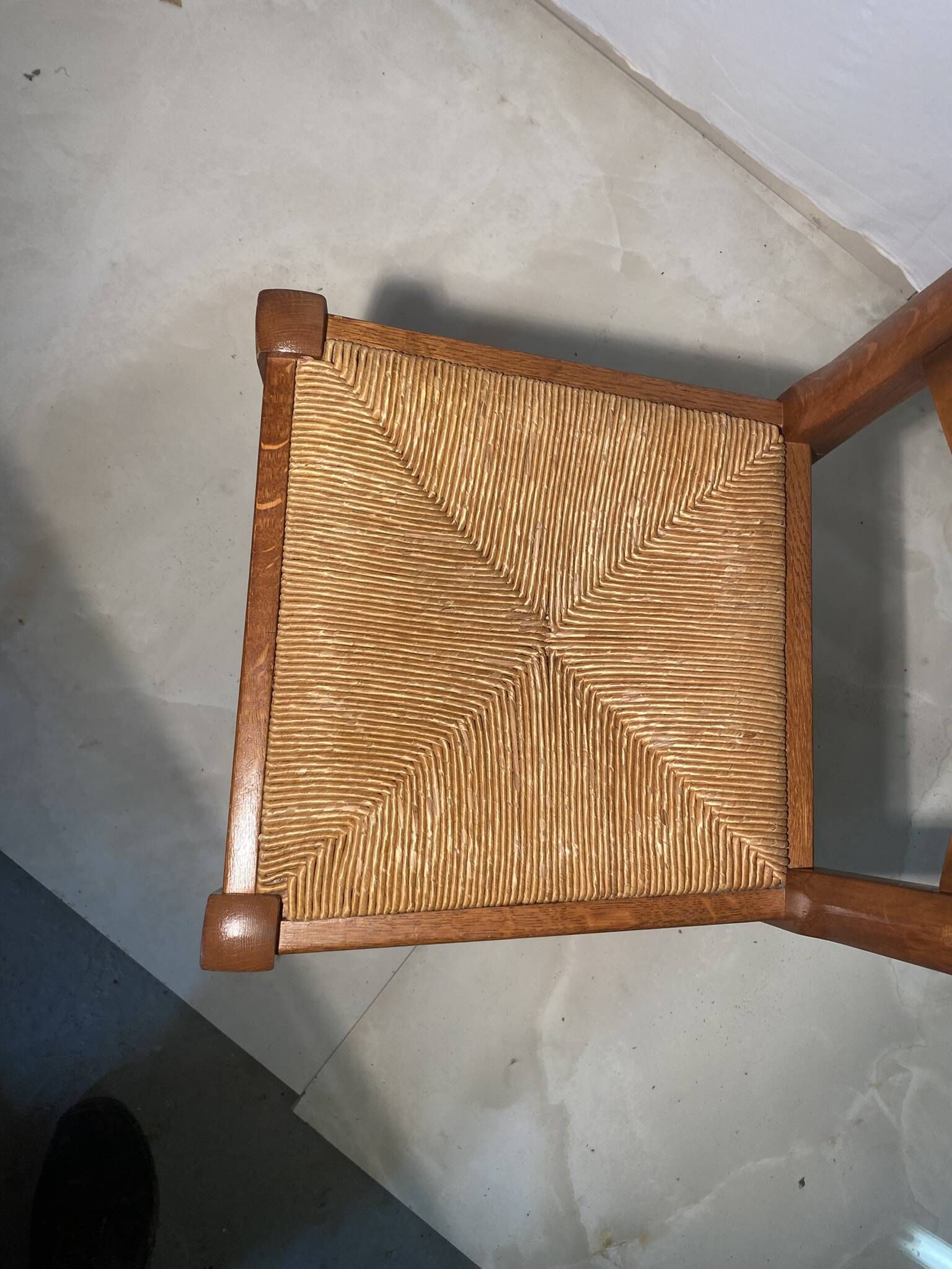 Set of 6 solid wood chairs with straw seats - Rustic style