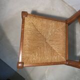 Set of 6 solid wood chairs with straw seat - Rustic style