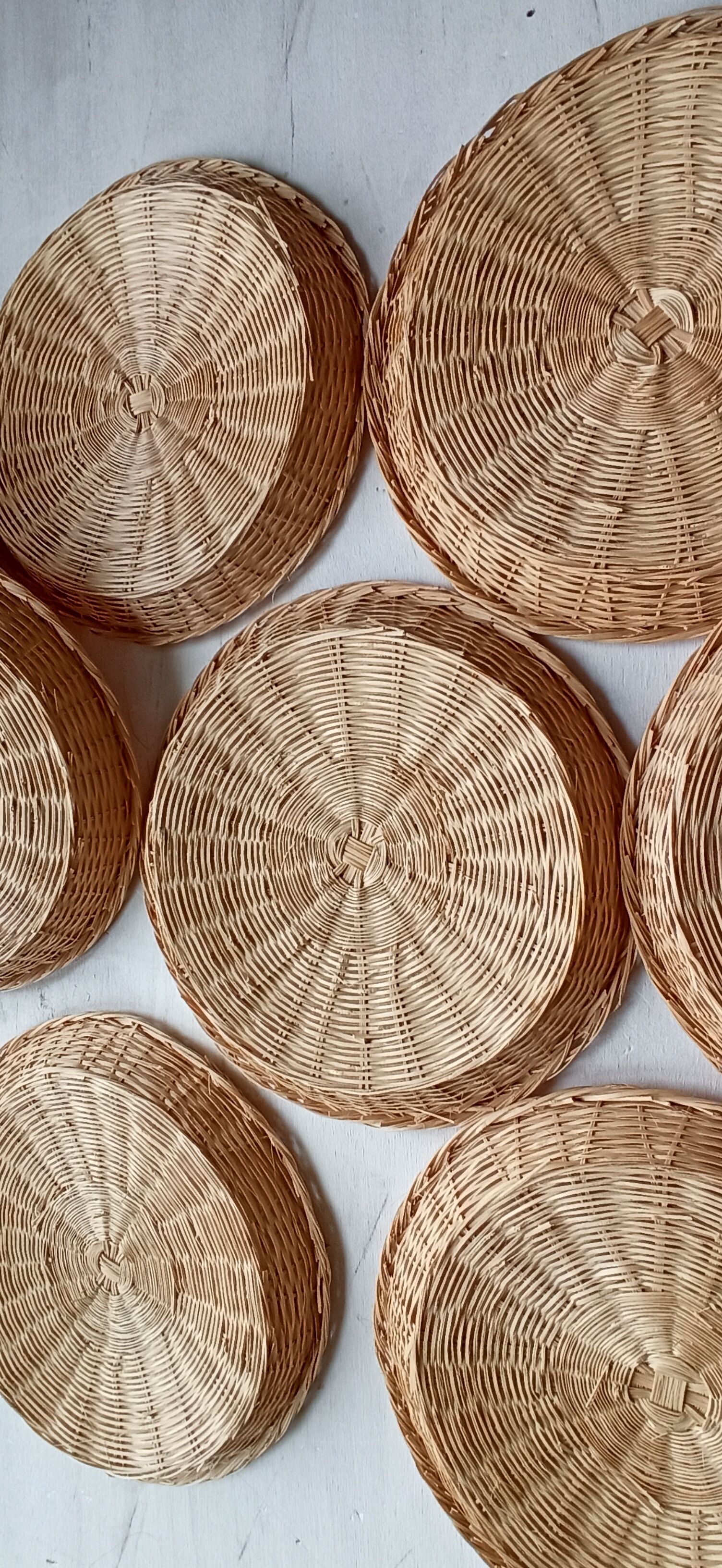 Wall composition of vintage baskets