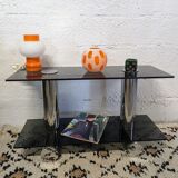 Console smoked glass and chrome - Italian design 70s