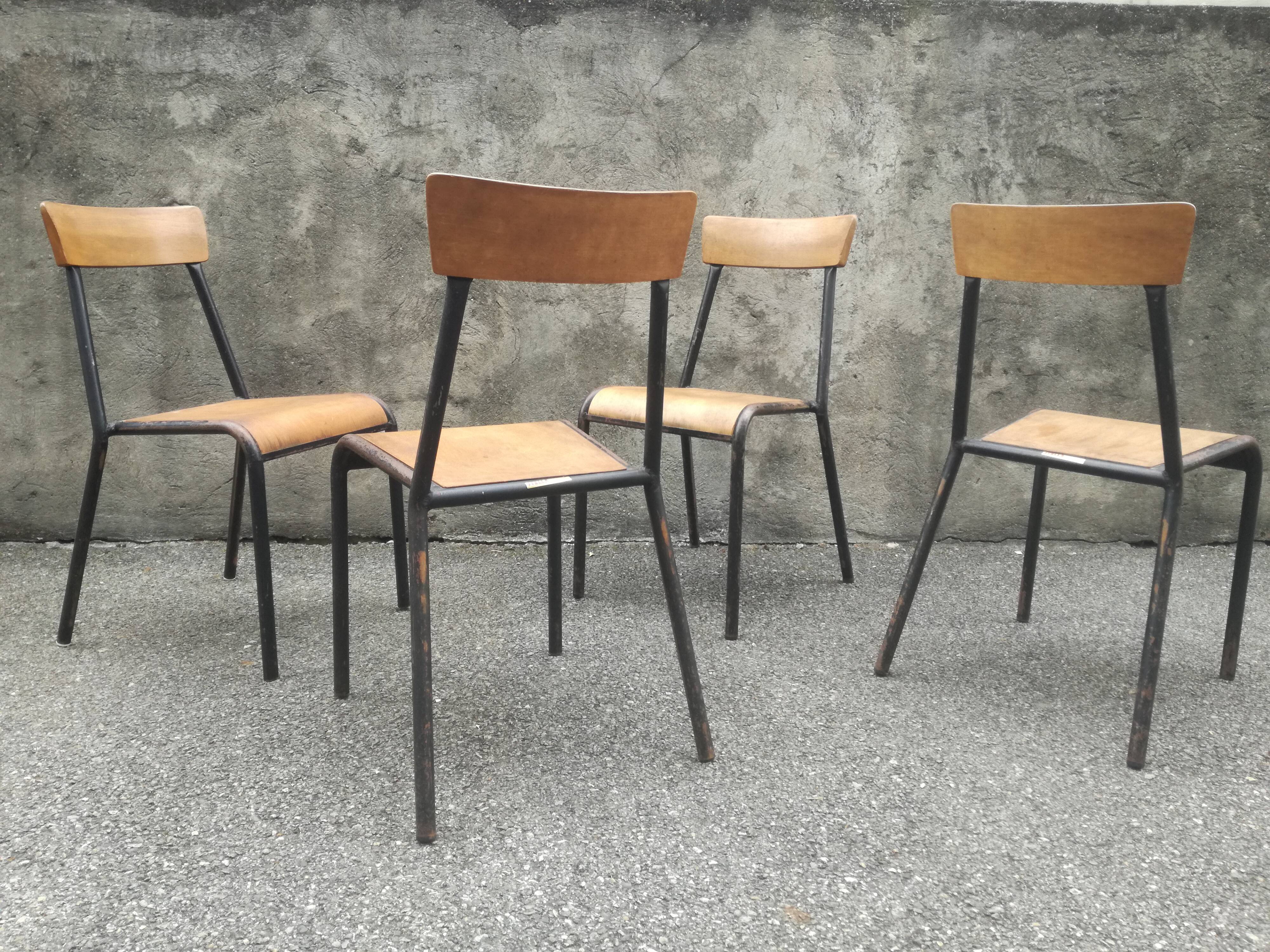 4 vintage Stella school chairs