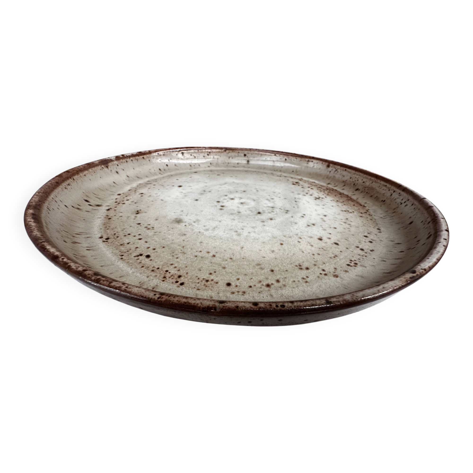 Large round stoneware dish signed Vallauris origin Diameter 30 cm