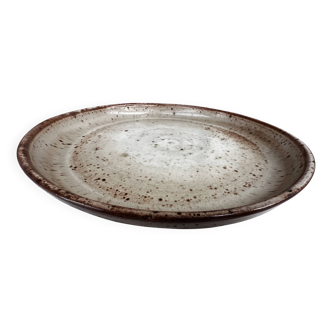 Large round stoneware dish signed Vallauris origin Diameter 30 cm