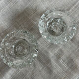 Pair of glass candle holders