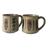 Set of 2 glazed ceramic coffee mugs from around 1970.