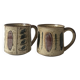 Set of 2 glazed ceramic coffee mugs from around 1970.
