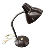 Brown Metal Desk Lamp with Flexible Chrome Arm, 1970s Industrial Vintage