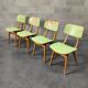 Set of 4 green wooden chairs Tatra Nabytok 1960