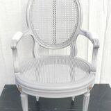 Louis xvi style “grey lacquered” armchair