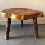 Table basse brutaliste en chêne