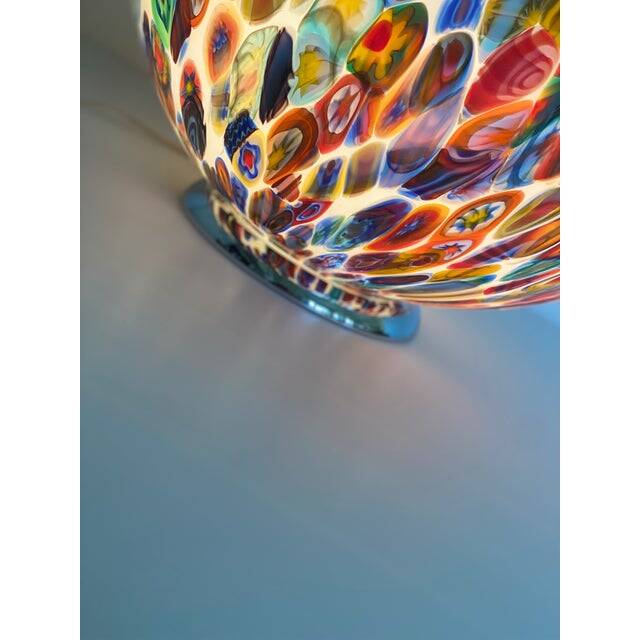 Contemporary Floral Multicolor Murano Style Glass Egg Table Lamp, lot of 2 or a pair of chandeliers