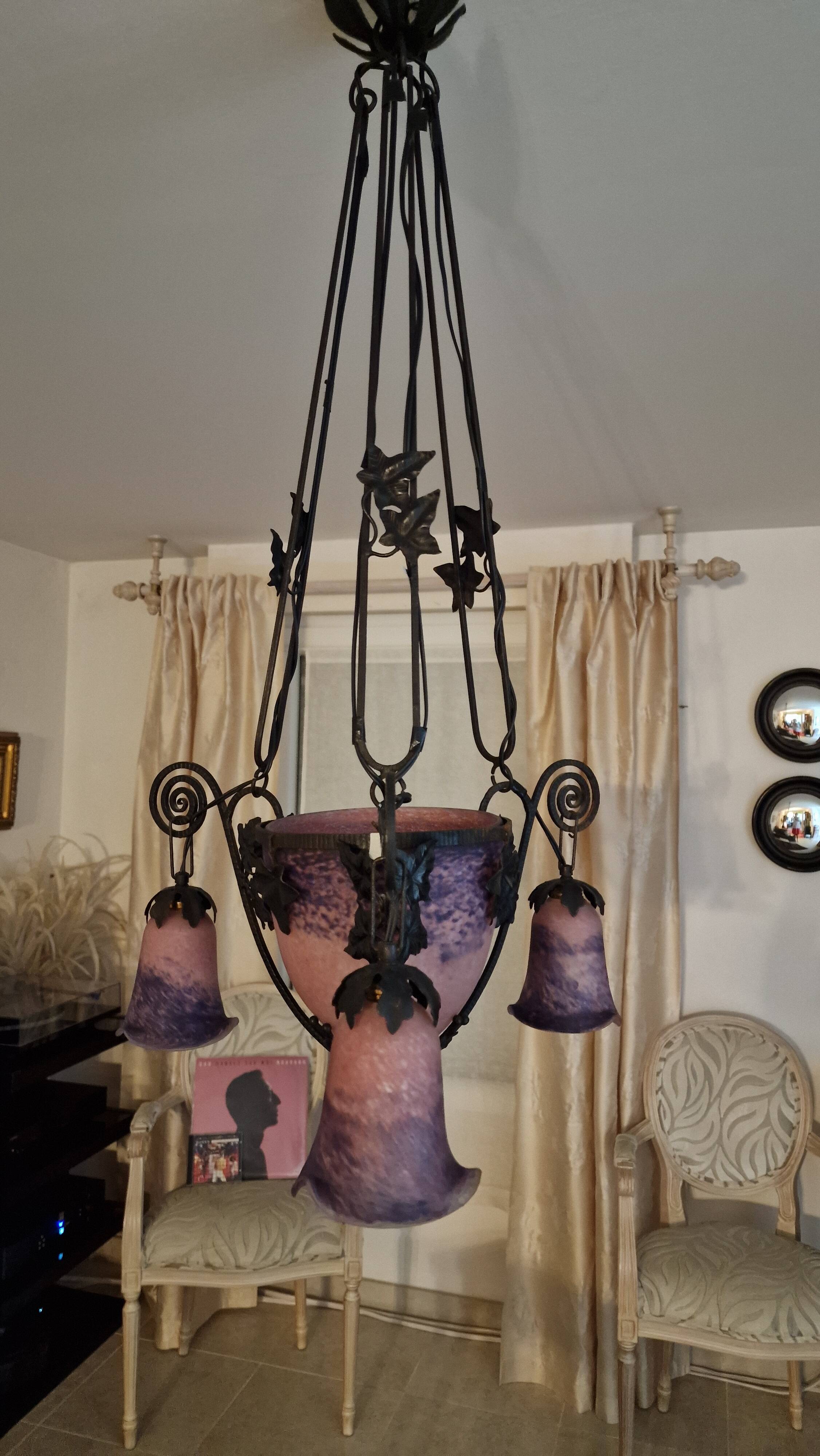 19th-century glass paste pendant light - Noverdy Nancy