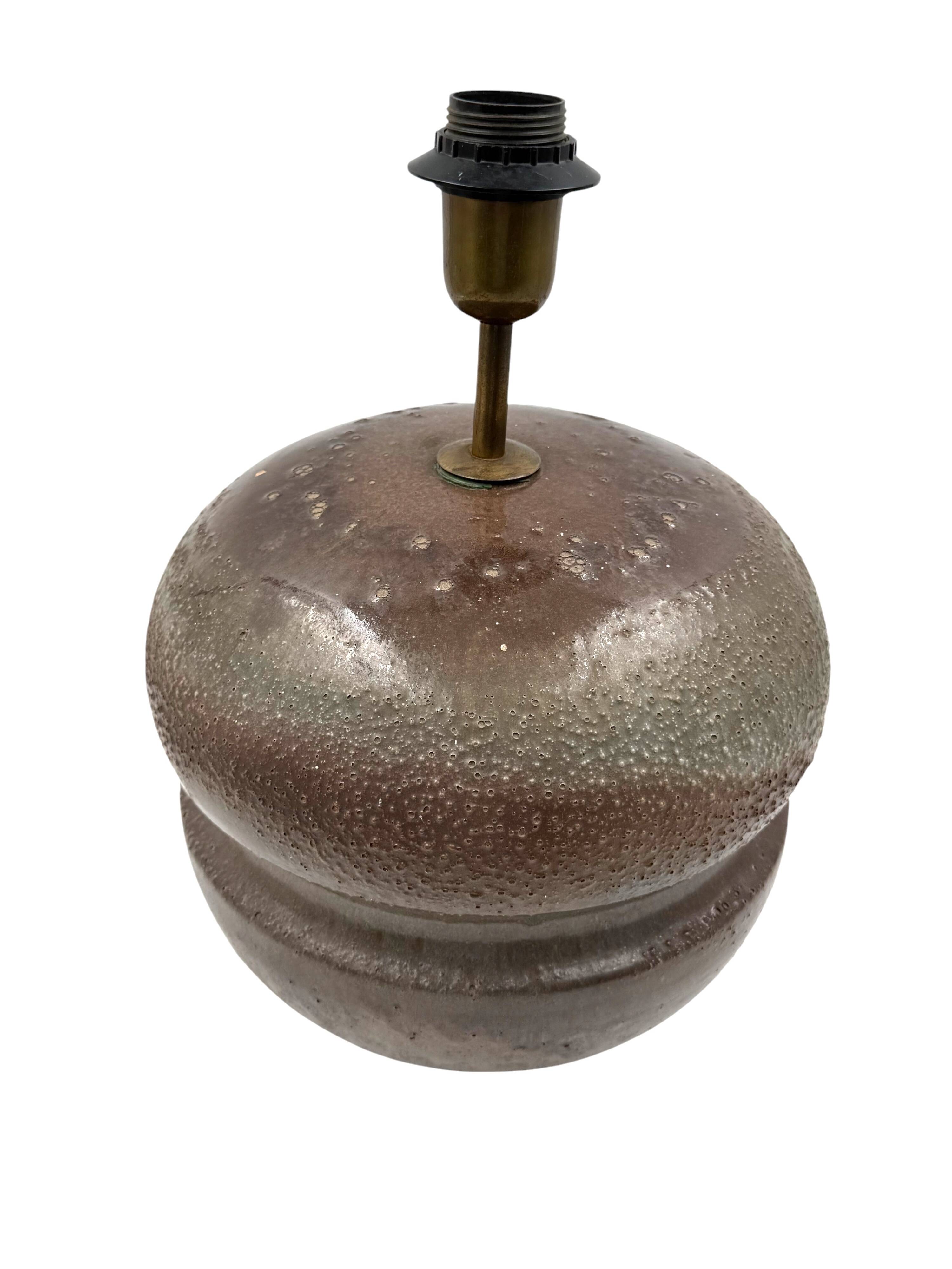 Mid-century modern brown ceramic lamp base,  France 1960s