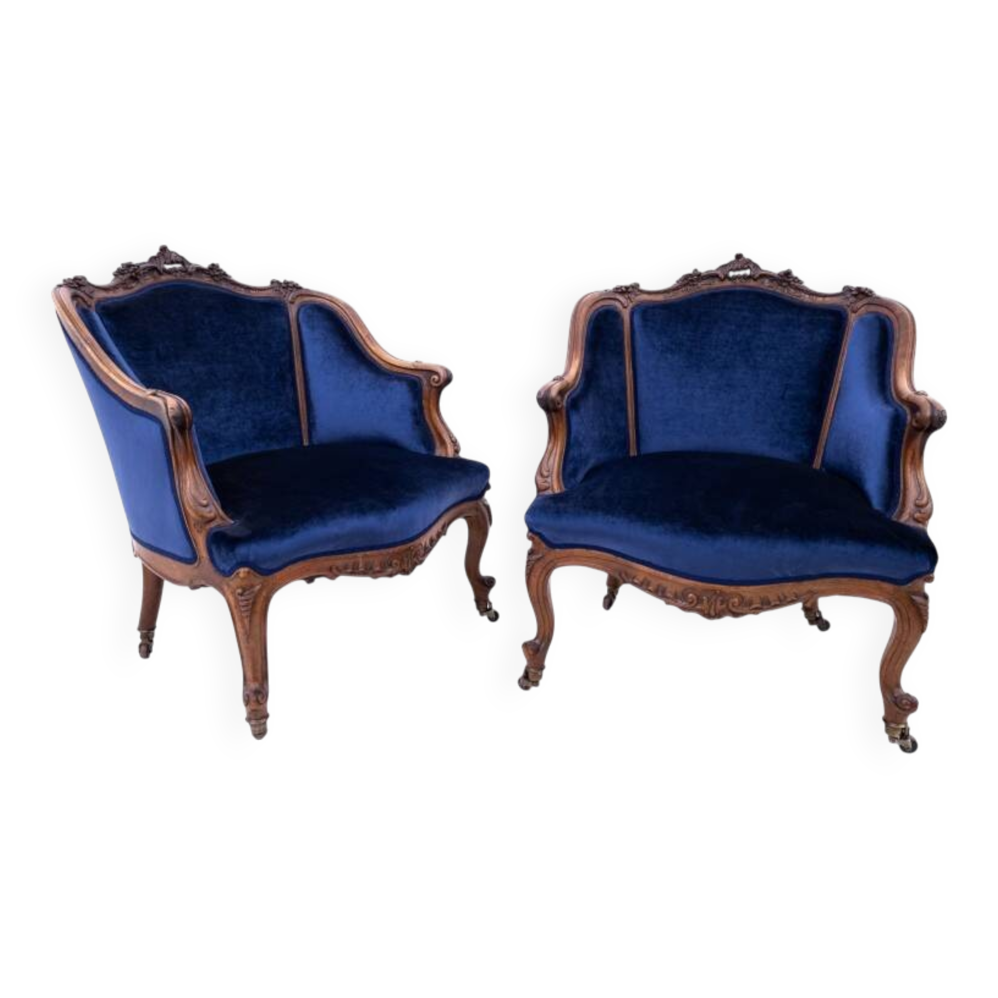 Antique pair of armchairs from the second half of the 19th century, France. After renovation.