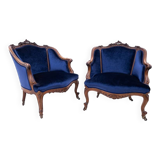 Antique pair of armchairs from the second half of the 19th century, France. After renovation.