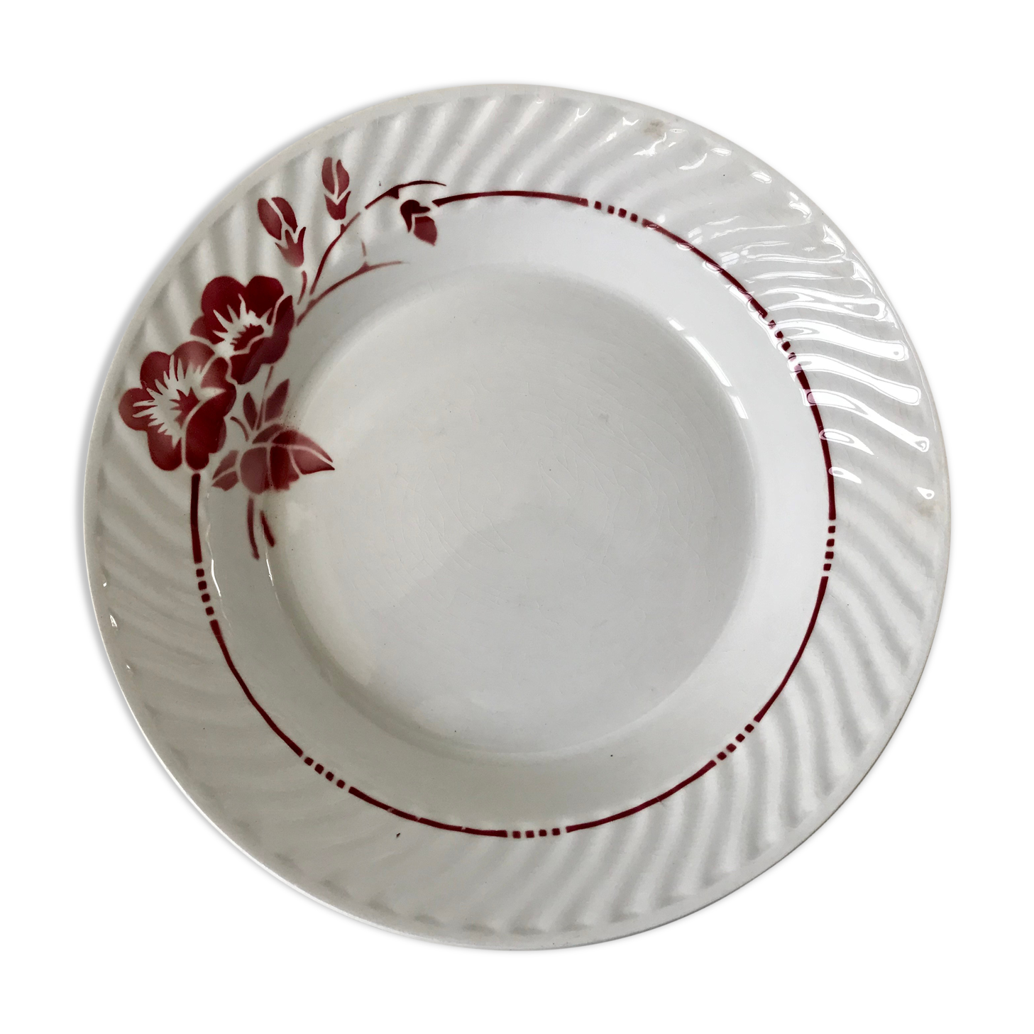 Hollow dish Saint-Amand small pink flowers 30s