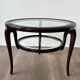 Round mid-century coffee table in walnut with a double top by Paolo Buffa.