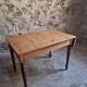 Table vintage française en pin avec rallonge latérale vers 1930, table de cuisine ou bureau