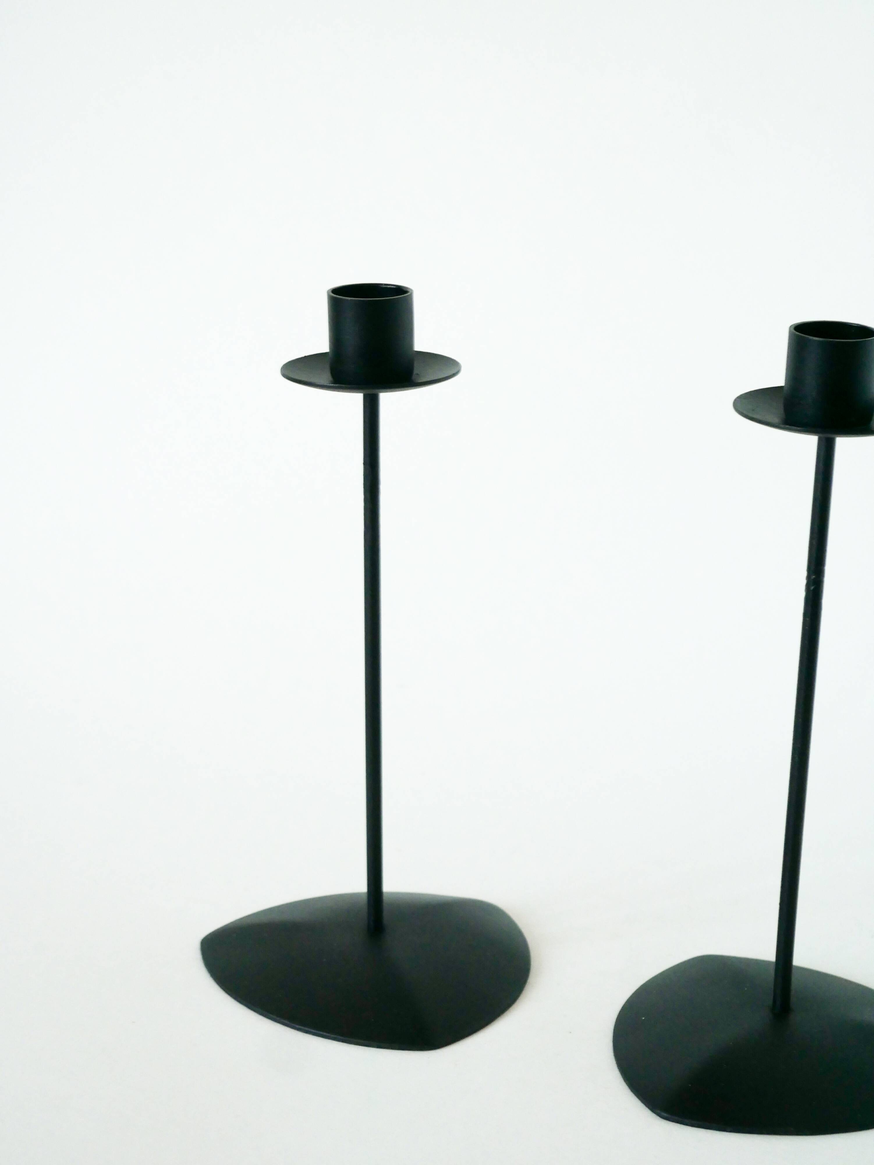 Pair of wrought iron candlesticks, Minimalist, Vintage