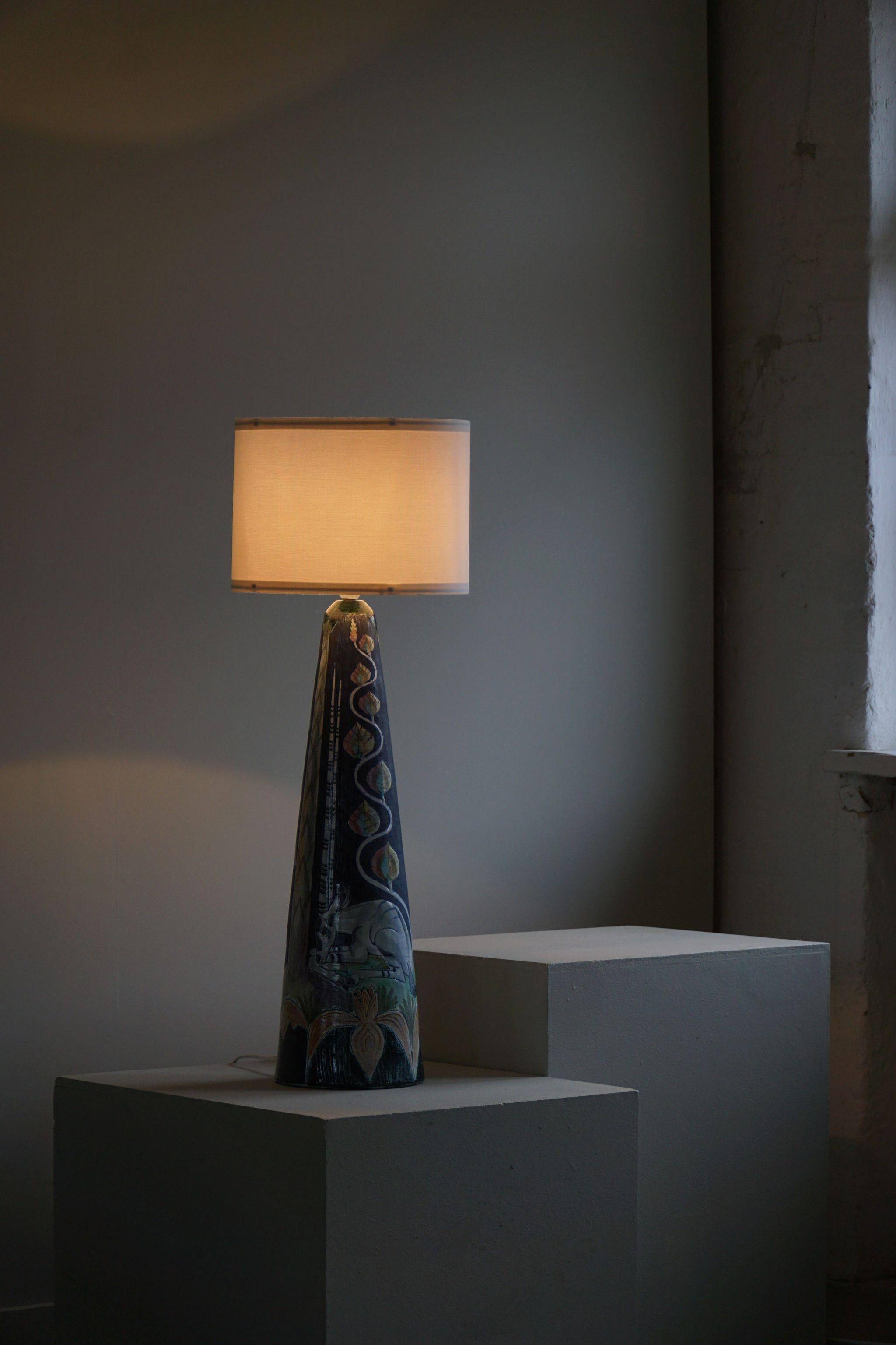 Marian Zawadzki "Oryx" Unique Floor Lamp, Tilgmans Ceramic, Sweden, Dated 1960