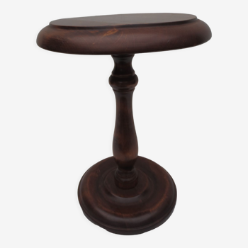 Table guéridon rond , en bois  décor noyer