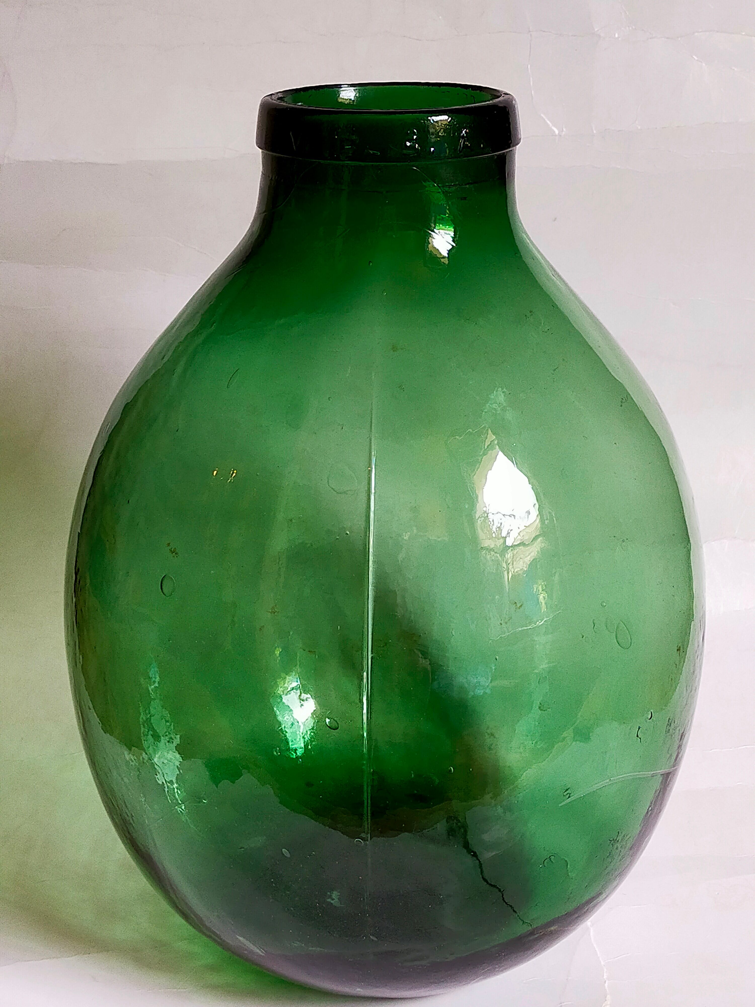 Dame-Jeanne oval canister with wide vintage collar