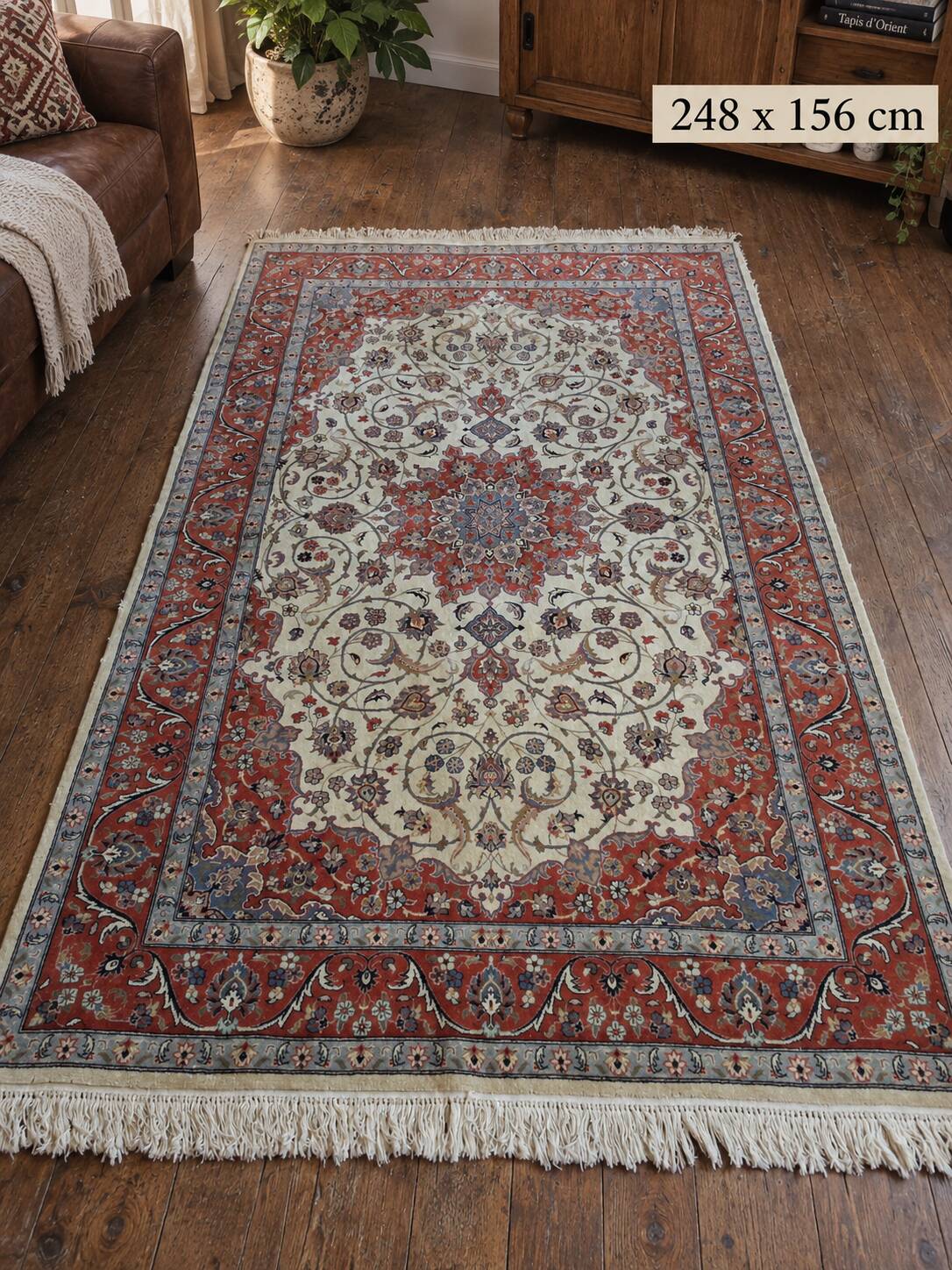Tapis Indo Tabriz fait main 246x158cm