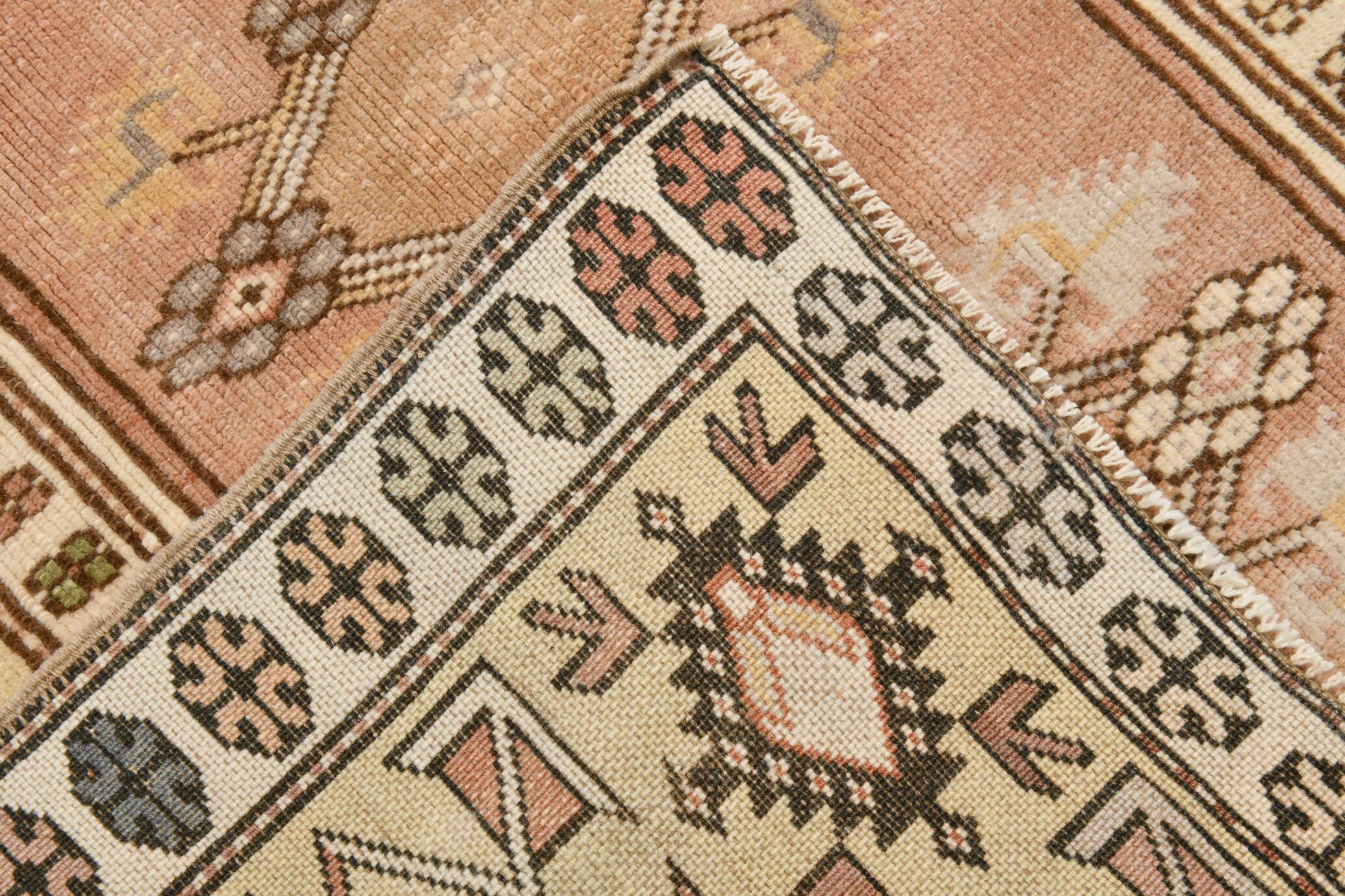 4x7 Cream & Brown Turkish Vintage Rug 120x211Cm SK 22198