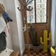 Freestanding rattan coat rack
