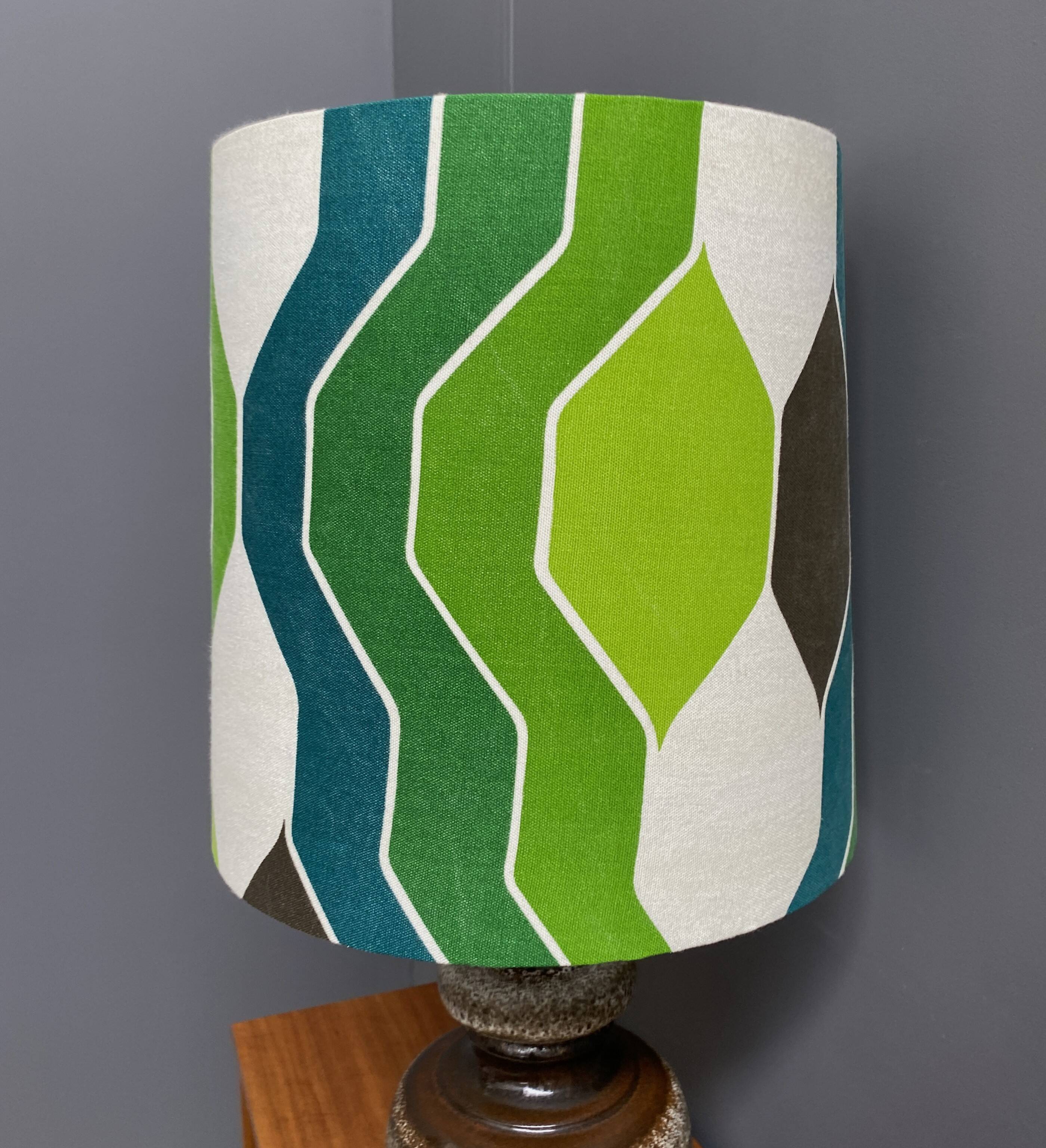 Ceramic table lamp green shade by  Hustadt-leuchten 1970s